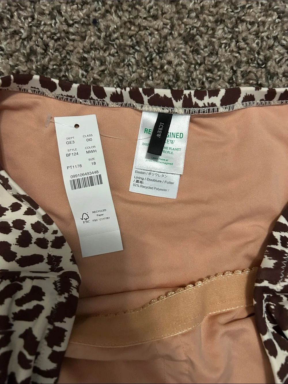 J. Crew Leopard-Print One-Piece Swimsuit in Brown and Cream